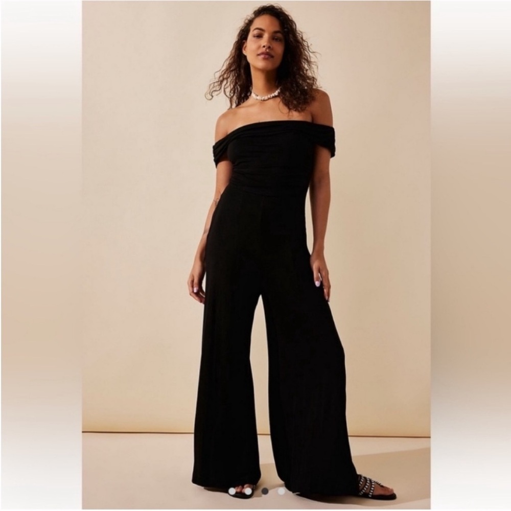 Free People Beach Kenna Off Shoulder Wide Leg One Piece Jumpsuit XS